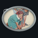 Marmormästare<br><div class="desc">Konstnär: Den Norman Rockwell | flickan i pigtails slår pojkar på marmorar</div>