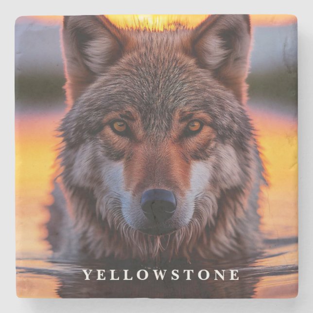 Marmorstencoaster-Yellowstone Varg Stenunderlägg (Framsidan)