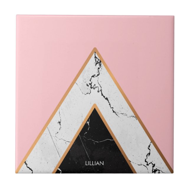 Marmorstruktur med guld- linjer kakelplatta (Framsidan)