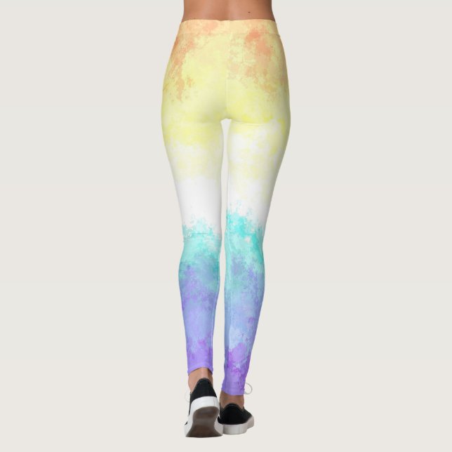Marmorvirvlad Boho Abstrakt Genderfaun Prideflagga Leggings (Baksida)