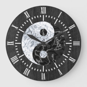 MarmorYin Yang symbol Stor Klocka