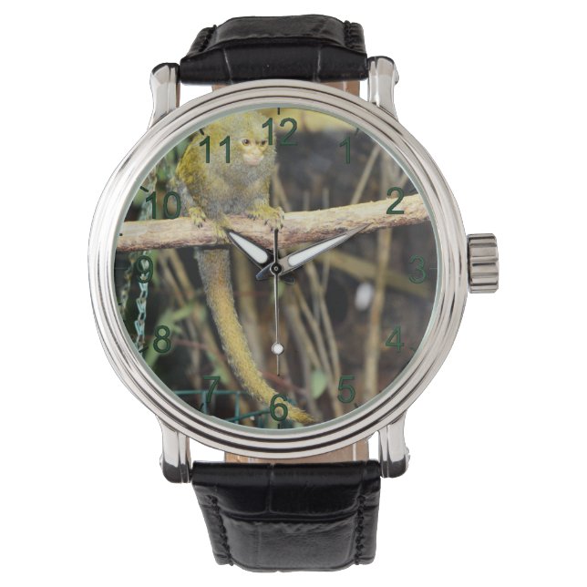 Marmoset Monkey on Alert, Manar Wrist Watch Armbandsur (Framsida)
