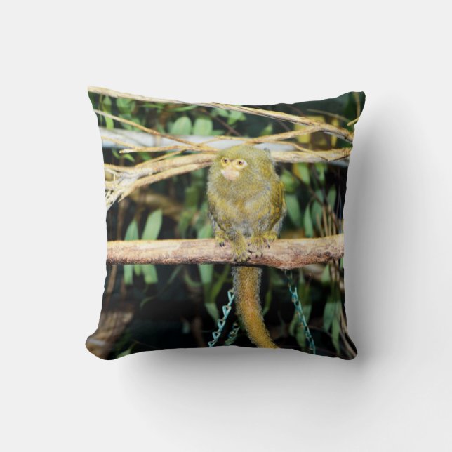 Marmoset Monkey Sitta på Gren, Cushion Kudde (Framsida)