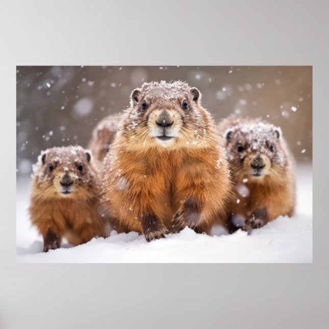 Marmot Animal Family Wandering Nature Poster (Framsidan)