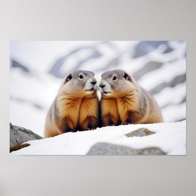 Marmot Animal Nature Wildlife Affection Caring Poster (Framsidan)