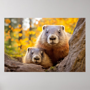 Marmot Animal Vild Beauty Freedom Wilderness Art Poster