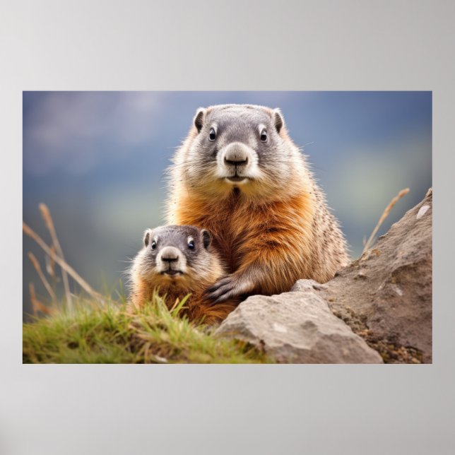 Marmot Animal Vild Beauty Freedom Wilderness Art Poster (Framsidan)