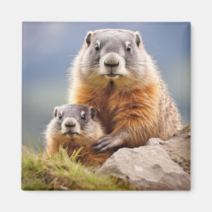 Marmot Animal Vild Beauty Freedom Wilderness Kärle Magnet