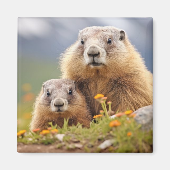 Marmot Animal Vild Beauty Freedom Wilderness Kärle Magnet (Framsidan)