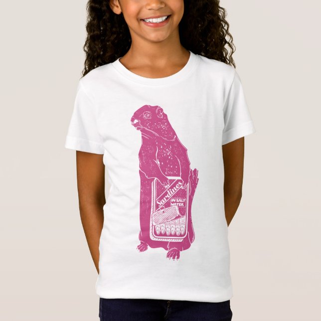 Marmot Groundhog som äter sardiner T Shirt (Framsida)