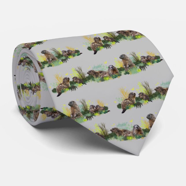 Marmot Meadow Tie (Grå) Slips (Rullad)