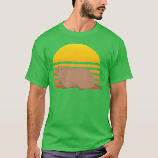 Marmot Retro Solnedgång Marmot Djur Zoouppfödare f T Shirt