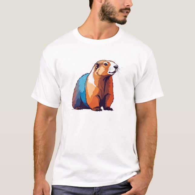 Marmot Vector Art med Vibrant Färg T Shirt (Framsida)