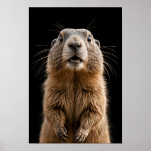 Marmot Vild Animal Elegant Dramatic Mist Porträtt Poster