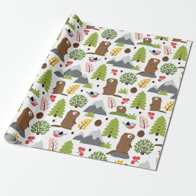 Marmots på en bergglänta presentpapper (Utrullad)
