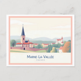 Marne-La-Vallée Frankrike Pastel Travel Vykort