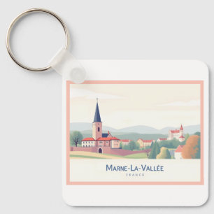Marne-La-Vallée Frankrike Pastell Resa Nyckelring