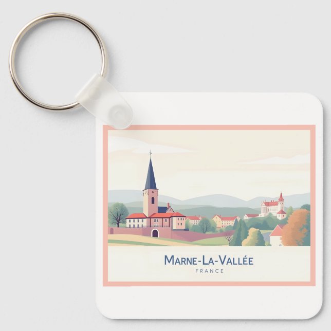 Marne-La-Vallée Frankrike Pastell Resa Nyckelring (Framsida)