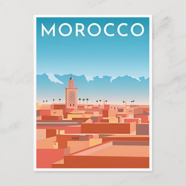 Maroc-turismmarrakesh i vintage resor vykort (Framsida)