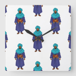 Marocain Touareg Man Motif Fyrkantig Klocka