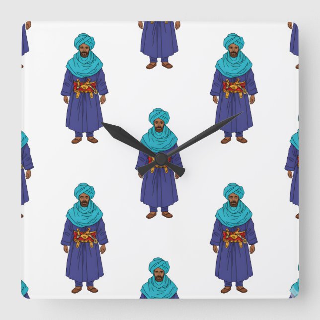 Marocain Touareg Man Motif Fyrkantig Klocka (Framsida)