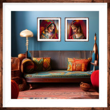 Maroccan Decor Rumme Red Blue Guld orange