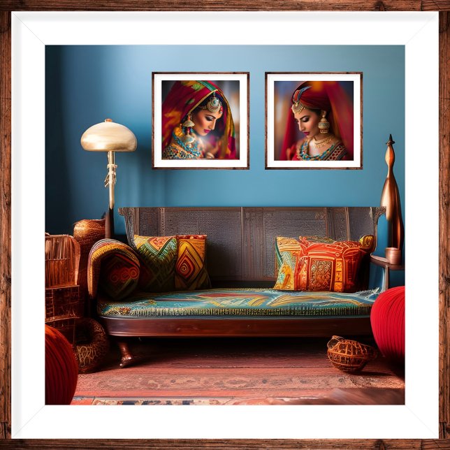Maroccan Decor Rumme Red Blue Guld orange Poster (Skapare uppladdad)