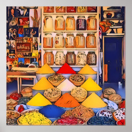 Maroccan Spice Market, Vibrant, Exotic Kitchen Poster