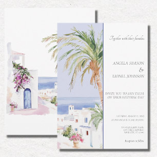 Maroccan Village Watercolor Elegance Bröllop Inbjudningar