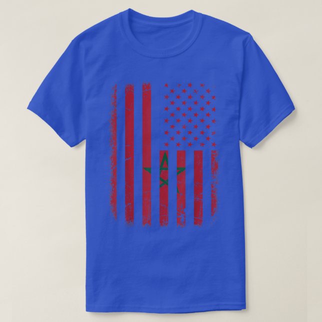 Marockansk amerikansk Flagga, marockansk rötter T Shirt (Design framsida)