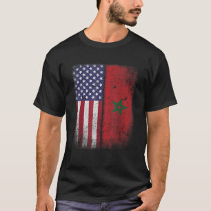 Marockansk amerikansk Flagga Marocko USA Gift T Shirt
