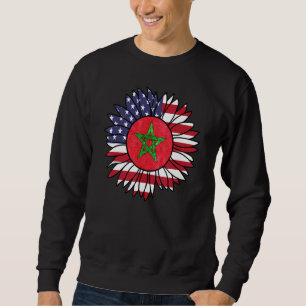 Marockansk amerikansk Flagga Solros Marocko Usa Am Lång Ärmad Tröja