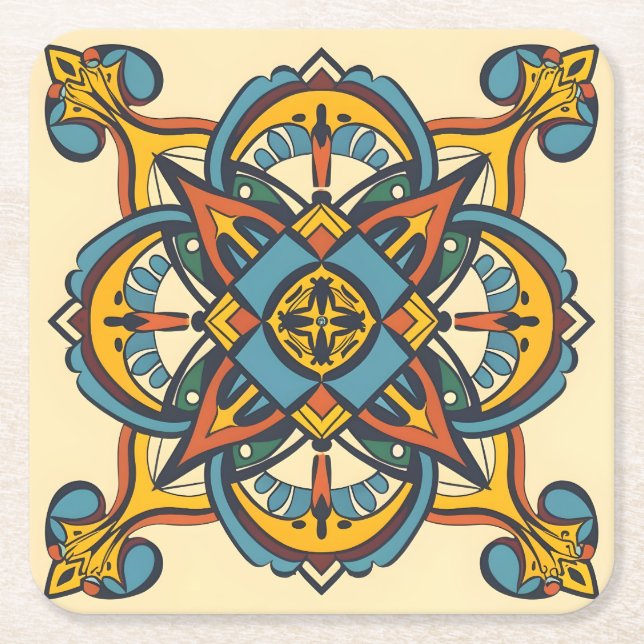 marockansk andalusisk mosaik underlägg papper kvadrat (Framsidan)