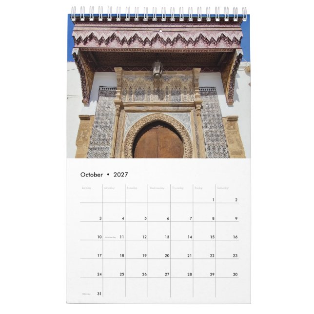 Marockansk arkitektur kalender (Oct 2027)