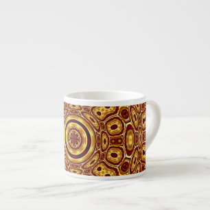Marockansk Boho Röd Guld Abstrakt Mönster Espressomugg