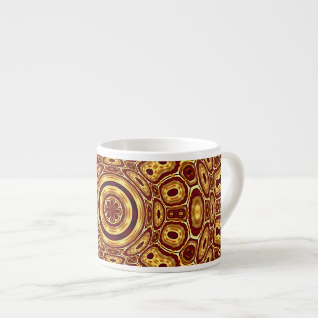 Marockansk Boho Röd Guld Abstrakt Mönster Espressomugg (Framsida höger)