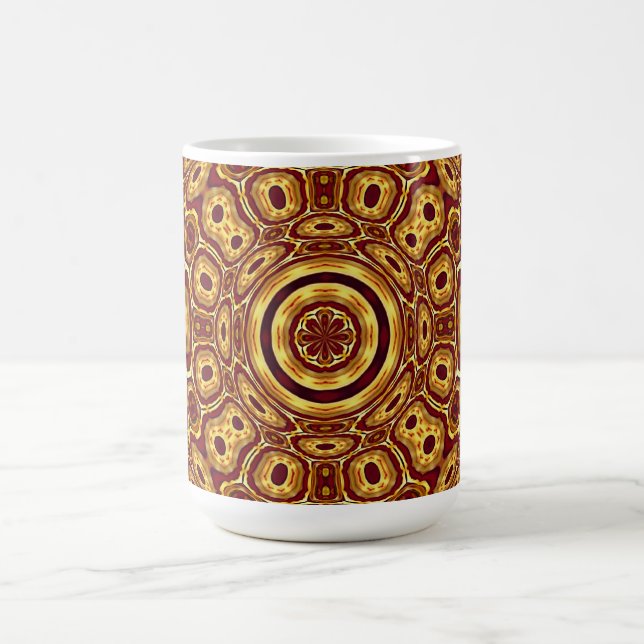 Marockansk Boho Röd Guld Abstrakt Mönster Kaffemugg (Center)