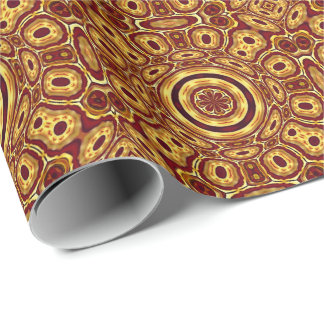 Marockansk Boho Röd Guld Abstrakt Mönster Presentpapper