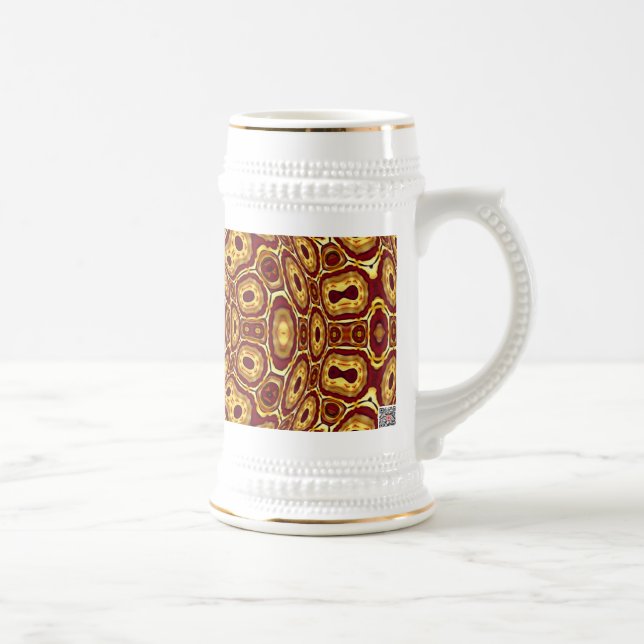 Marockansk Boho Röd Guld Abstrakt Mönster Sejdel (Höger)