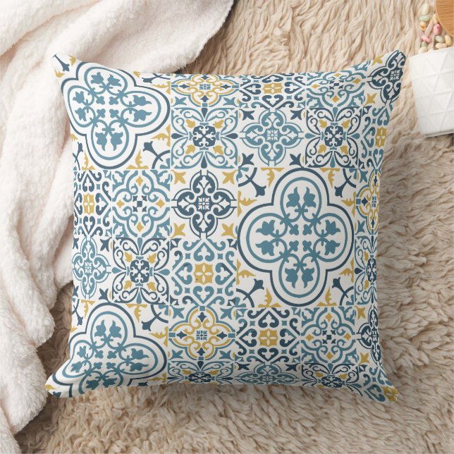 Marockansk bricka mönster dekorativ kudde (Filt)