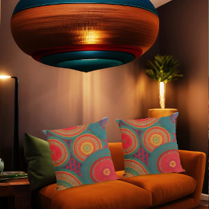 marockansk exotisk röd orange blå grönt kudde