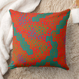 Marockansk exotisk röd orange teal grön prickar kudde