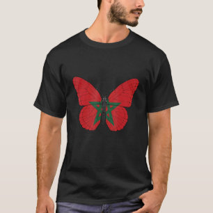 Marockansk Flagga Butterfly Moroccan Graphic T Shirt