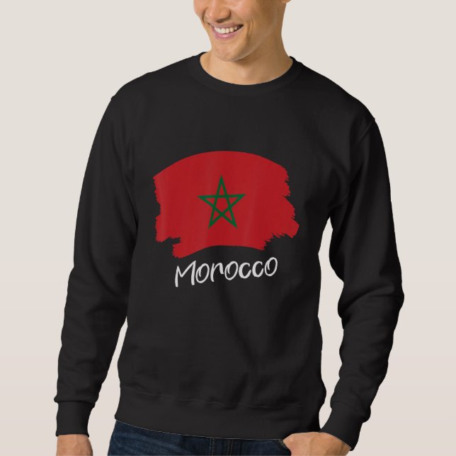 Marockansk flagga Marocko 1 Lång Ärmad Tröja (Framsida)