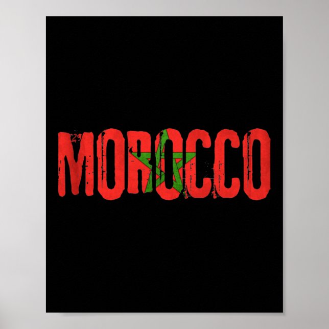 Marockansk flagga Marocko fotbollströja för män kv Poster (Framsidan)