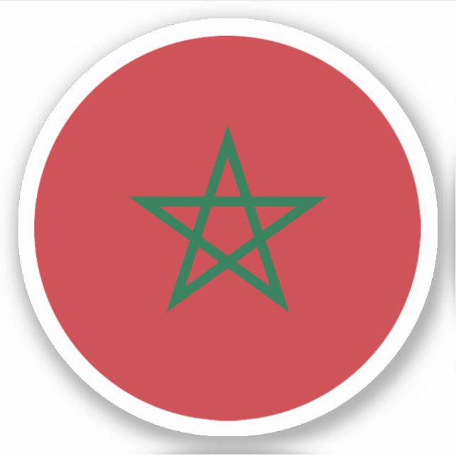 Marockansk Flagga Round Sticker Klistermärken (Framsida)