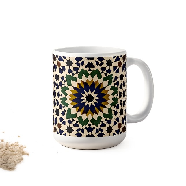 Marockansk geometrisk mosaikmönster Keramisk kaffe Kaffemugg (Skapare uppladdad)