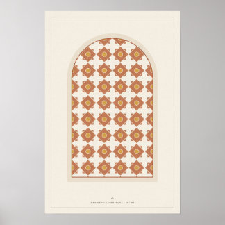 Marockansk geometrisk väggkonstaffisch, islamisk P Poster