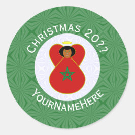 Marockansk julängel Flagga Personlig  Runt Klistermärke