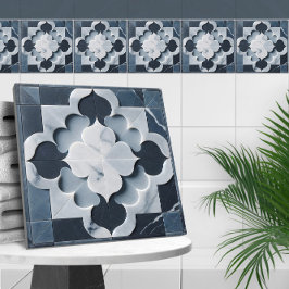 marockansk kattrefoil Slate Grått och Platinum Kakelplatta